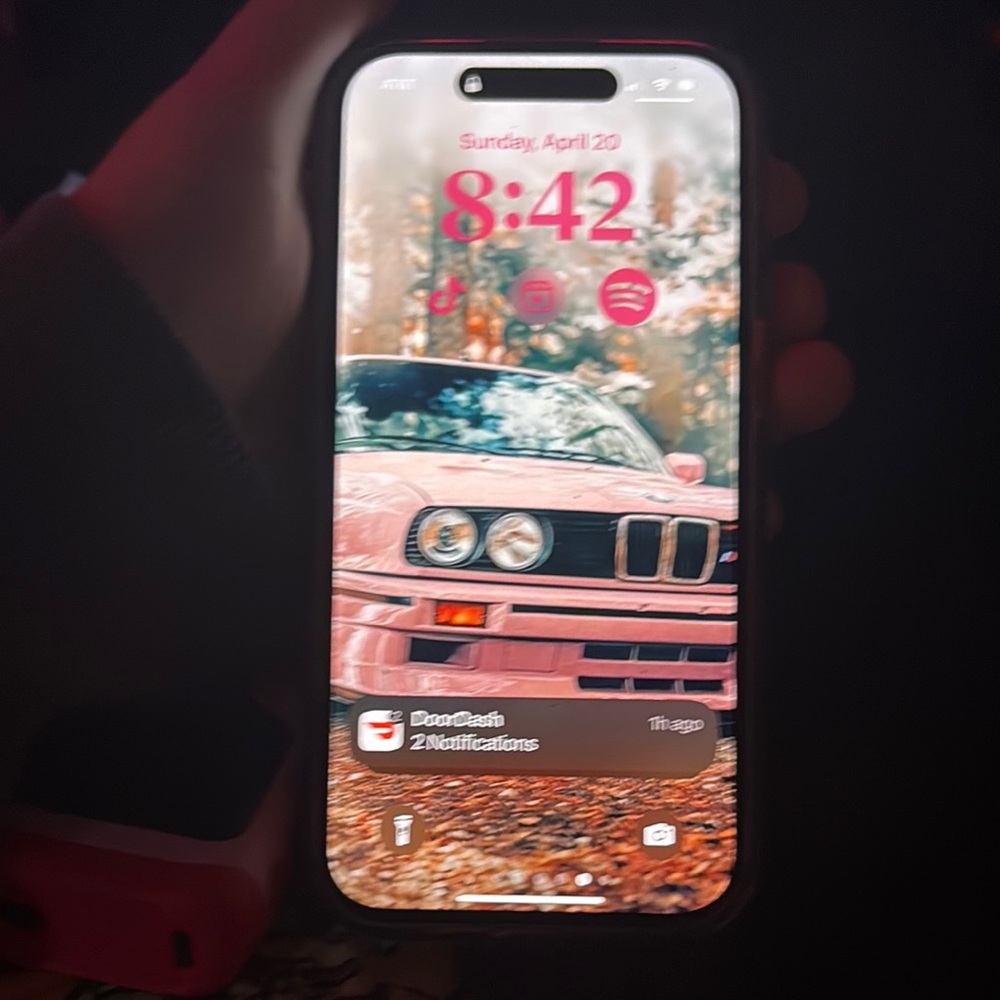 Pink and Black Cell Phone with Artistic Display